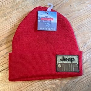 COPY - Red Jeep winter hat beanie one size soft stretchy acrylic